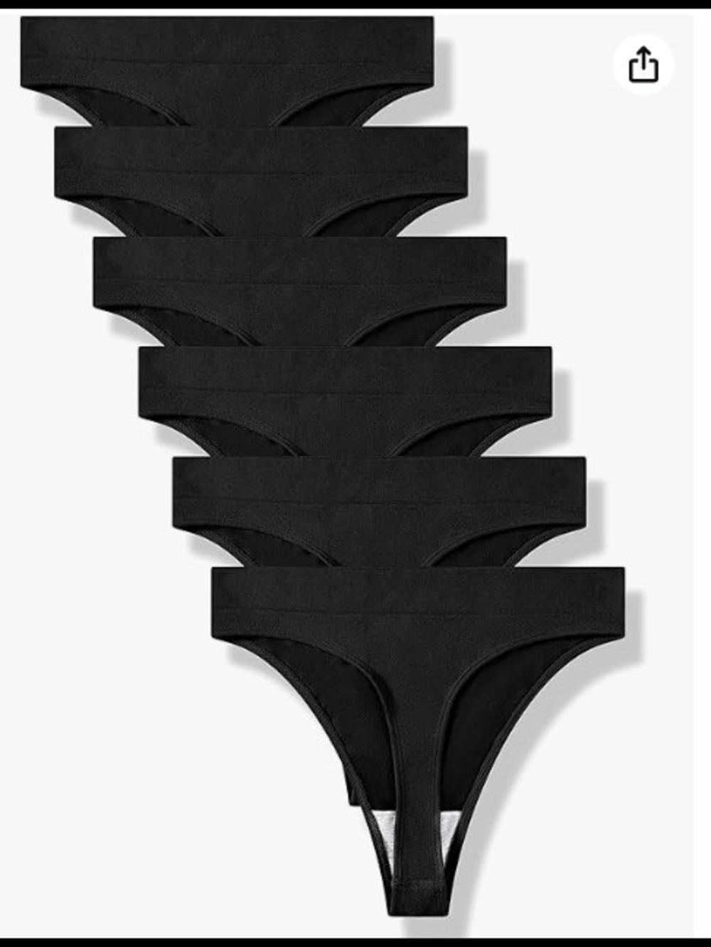 6-Pack Black Women's Seamless Thong Underwear